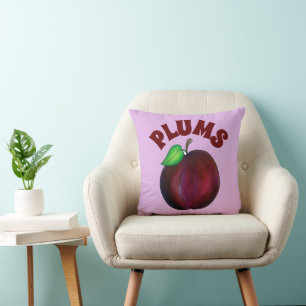 Plums Ripe Summer Purple Plum Fruit Illustration Cushion