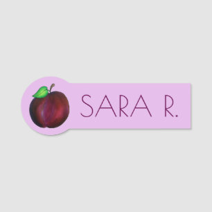 Plums Ripe Summer Purple Plum Fruit Illustration Name Tag