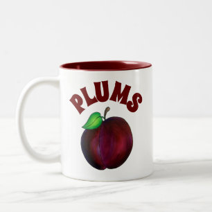 Plums Ripe Summer Purple Plum Fruit Illustration Two-Tone Coffee Mug