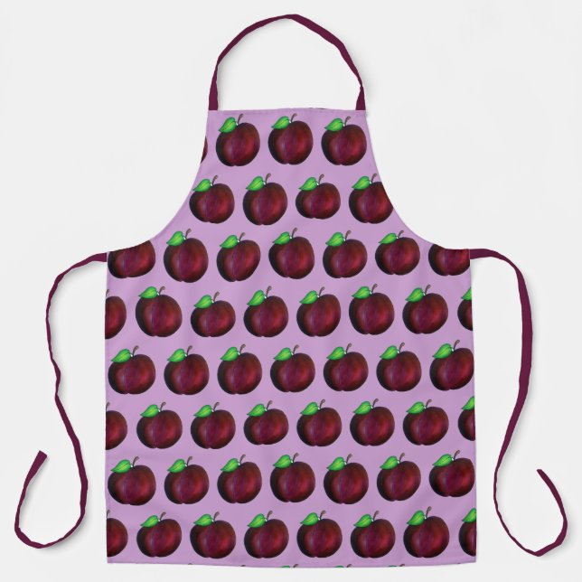 Plums Ripe Summer Purple Plum Fruit Print Apron (Front)