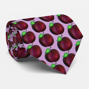 Plums Ripe Summer Purple Plum Fruit Print Tie