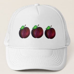 Plums Ripe Summer Purple Plum Fruit Print Trucker Hat
