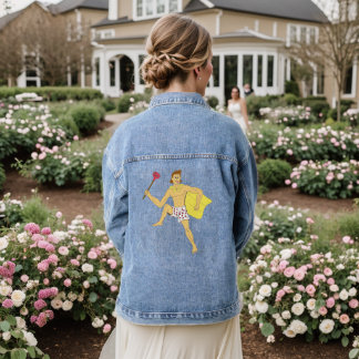 plunger and underwear guy denim jacket