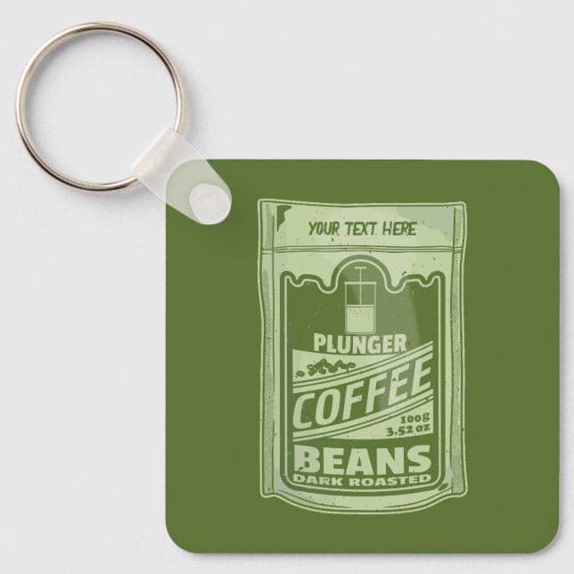 Plunger coffee pop art food packaging illustration key ring (Front)