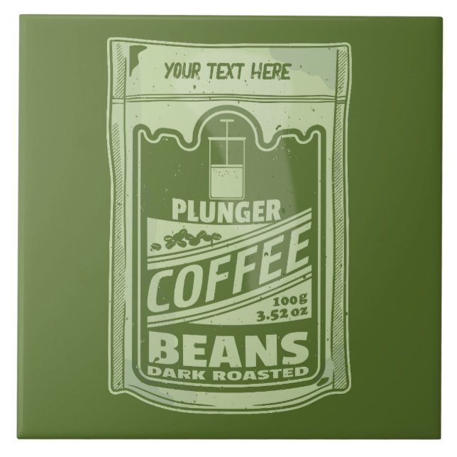 Plunger coffee pop art food packaging illustration tile (Front)