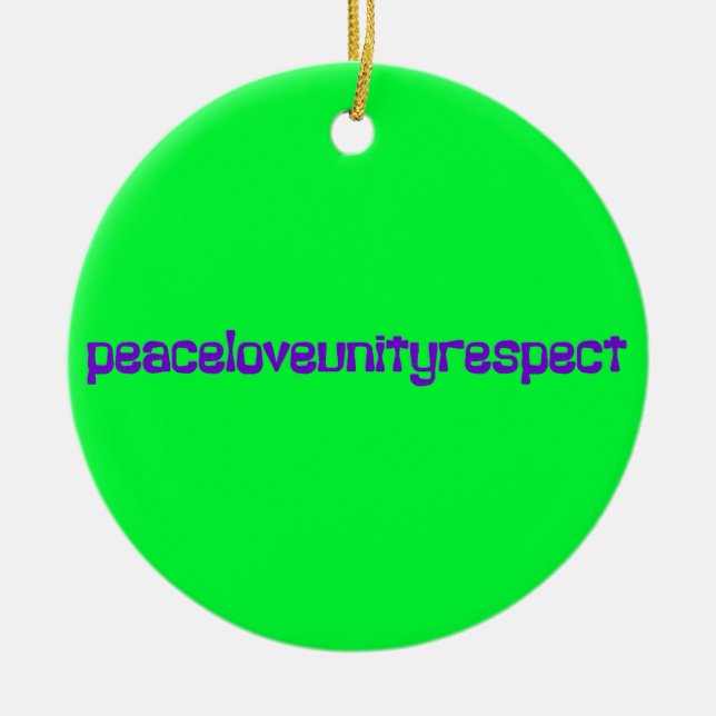 PLUR Peace Love Unity Respect Rave Purple Letters Ceramic Tree Decoration (Front)