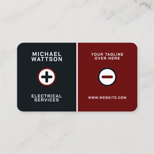 Plus minus battery electric style  business card (Front)