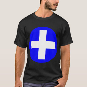 Plus Sign in white with blue T-Shirt
