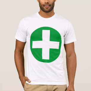 Plus Sign in white with green T-Shirt