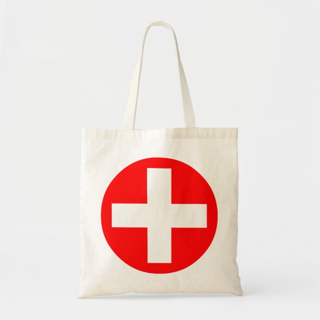 Plus Sign in white with red Tote Bag (Front)