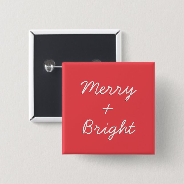 Plus Sign Math Humour Merry + Bright Christmas 15 Cm Square Badge (Front & Back)