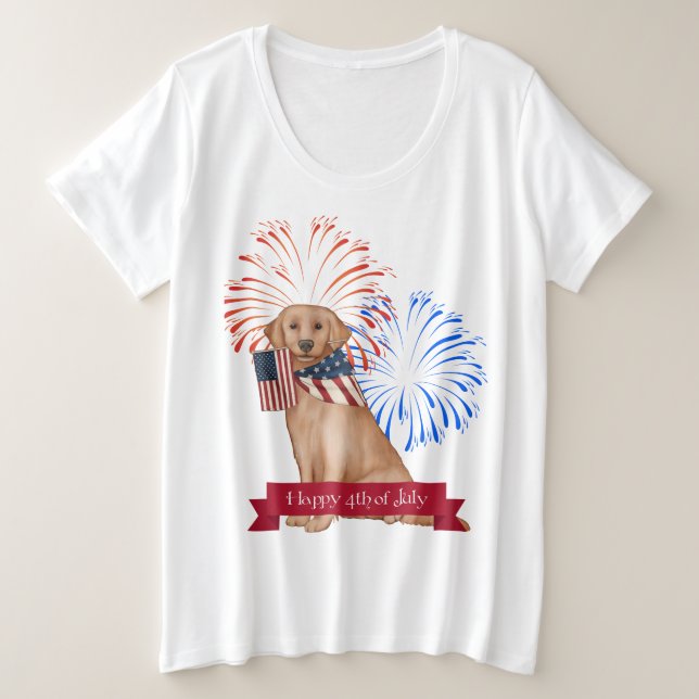 Plus Size Fourth of July t-Shirt Golden Lab (Design Front)