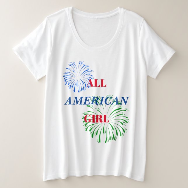 Plus Size Fourth of July t-Shirt  with Fireworks (Design Front)