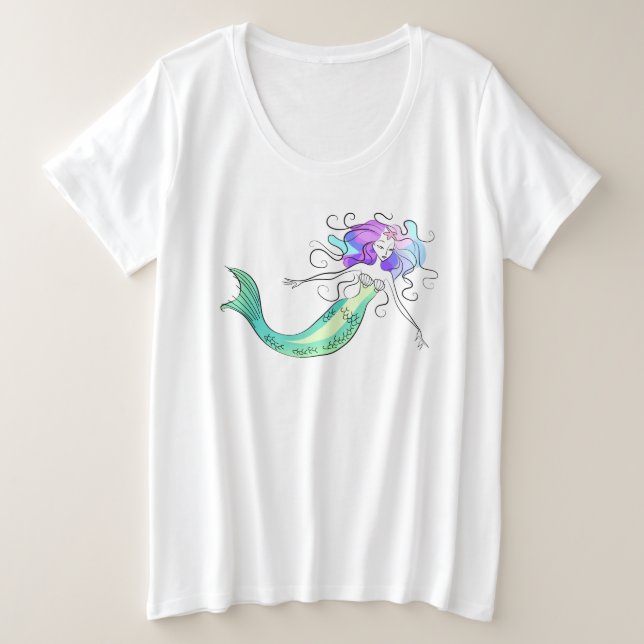 Plus Size SSRA Mermaid V-neck T T-Shirt (Design Front)