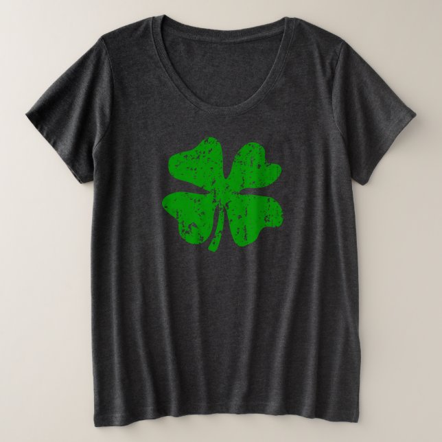 Plus size St Patricks Day shirt with shamrock logo (Design Front)