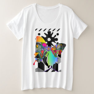 Plus Size Women Butterfly Floral Graphic T-Shirt