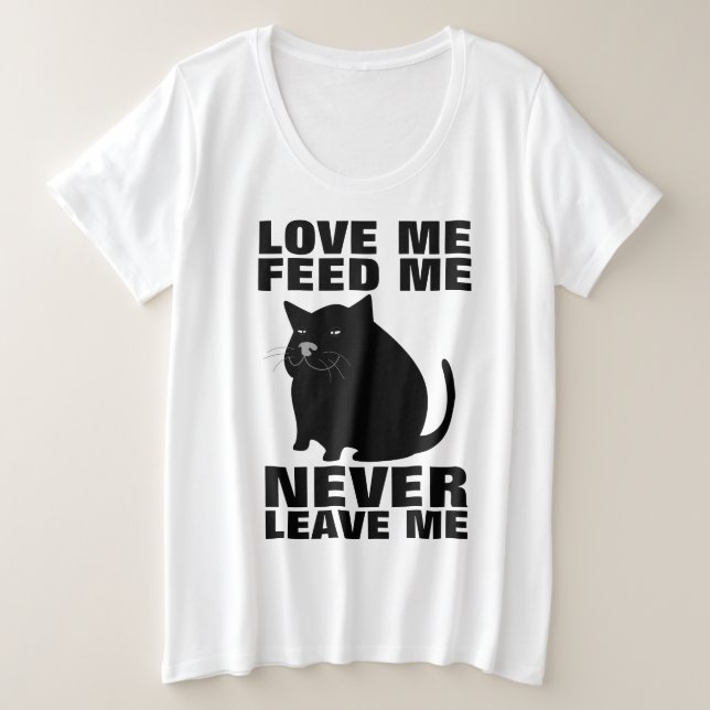 PLUS SIZE WOMENS FUNNY FAT CAT T-SHIRT (Design Front)