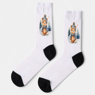 Plush bear in the forest, personalized socks