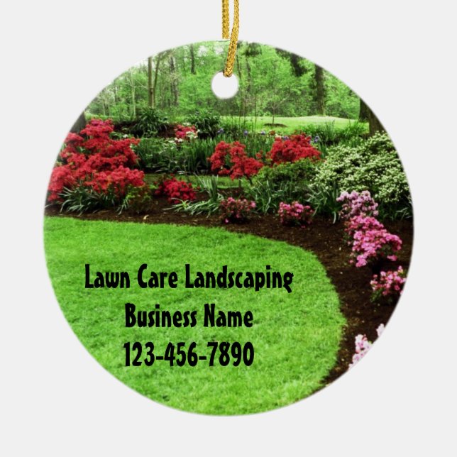 Plush Green Landscape Lawn Care Business Ceramic Tree Decoration (Front)