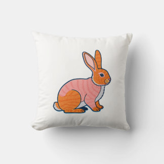 Plush Rabbit Illustration Cushion