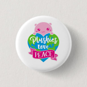Plushies Love Peace   Cute Kawaii Heart Earth 3 Cm Round Badge