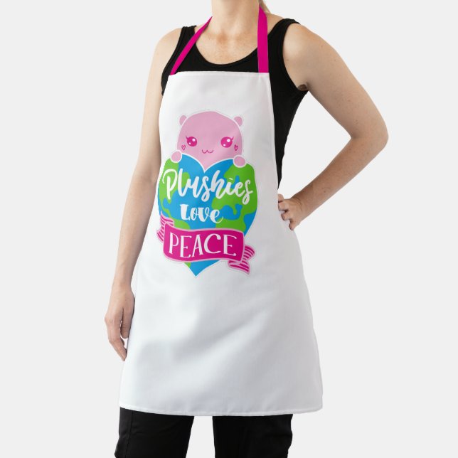 Plushies Love Peace | Cute Kawaii Heart Earth Apron (Insitu)