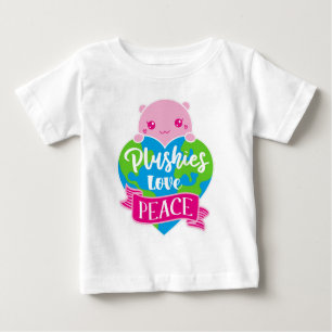Plushies Love Peace   Cute Kawaii Heart Earth Baby T-Shirt
