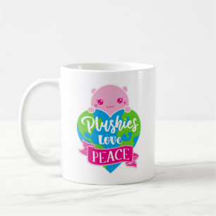 Plushies Love Peace Cute Kawaii Heart Earth Coffee Mug