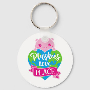 Plushies Love Peace Cute Kawaii Heart Earth Key Ring