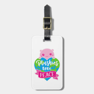 Plushies Love Peace   Cute Kawaii Heart Earth Luggage Tag