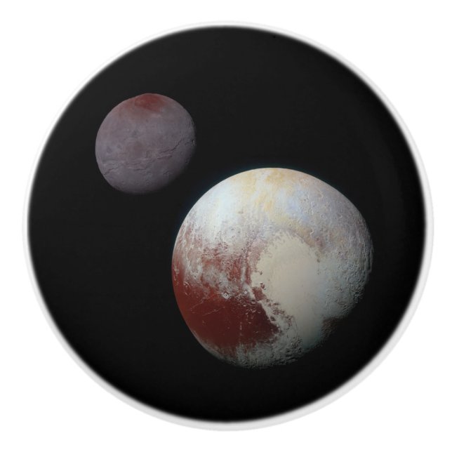 Pluto & Charon 9th or Dwarf Planet Solar System Ceramic Knob (Front)