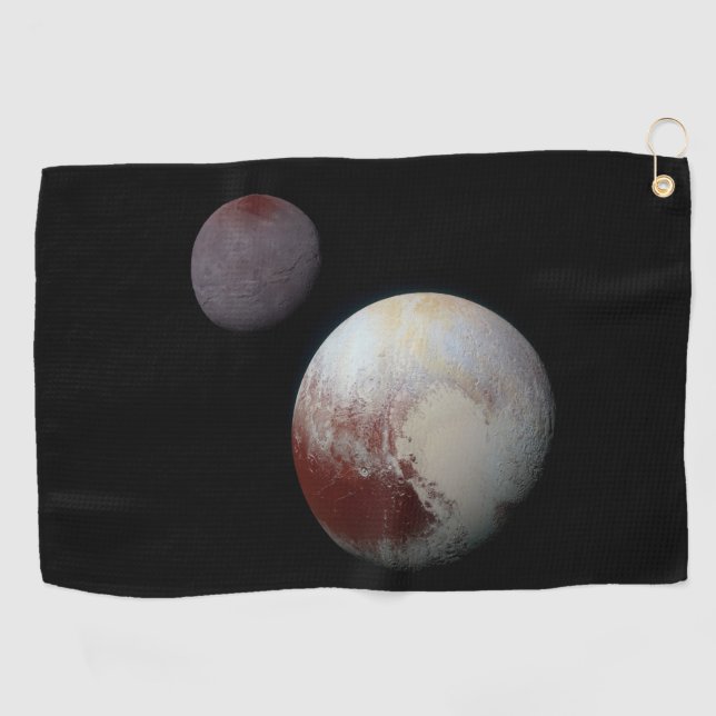 Pluto & Charon 9th or Dwarf Planet Solar System Golf Towel (Horizontal)
