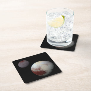 Pluto & Charon 9th or Dwarf Planet Solar System Square Paper Coaster