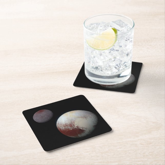 Pluto & Charon 9th or Dwarf Planet Solar System Square Paper Coaster (Insitu)