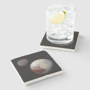 Pluto & Charon 9th or Dwarf Planet Solar System Stone Coaster