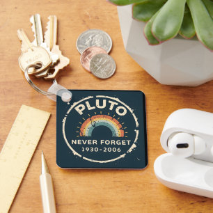 Pluto Never Forget 1930-2006 Vintage Retro Space Key Ring
