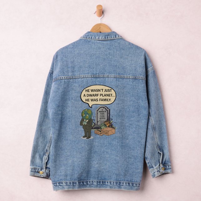 Pluto Never Forget Dwarf Planet Funny Space Humour Denim Jacket (Hangar)