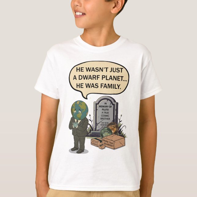 Pluto Never Forget Dwarf Planet Funny Space Humour T-Shirt (Front)