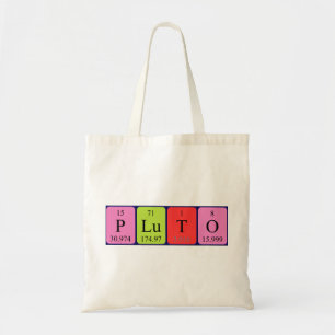 Pluto periodic table name tote bag