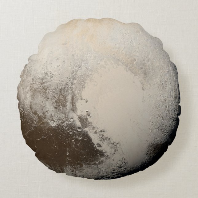 Pluto Planet Photo Space Solar System Elegant Grey Round Cushion (Front)