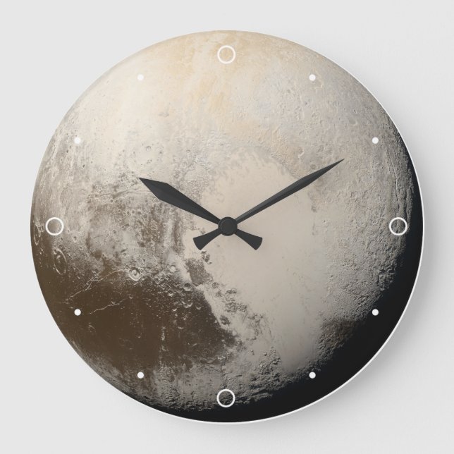 Pluto Planet Solar System Elegant Greige Scorpio Large Clock (Front)