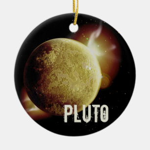 Pluto yellow planet 3d universe space illustration ceramic tree decoration