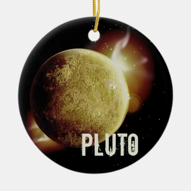 Pluto yellow planet 3d universe space illustration ceramic tree decoration (Front)