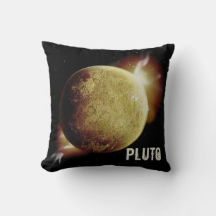 Pluto yellow planet 3d universe space illustration cushion