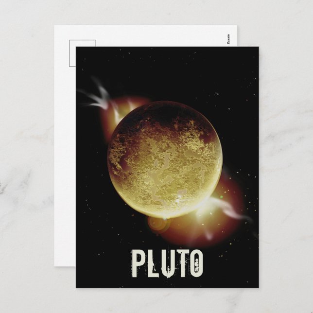 Pluto yellow planet 3d universe space illustration holiday postcard (Front/Back)