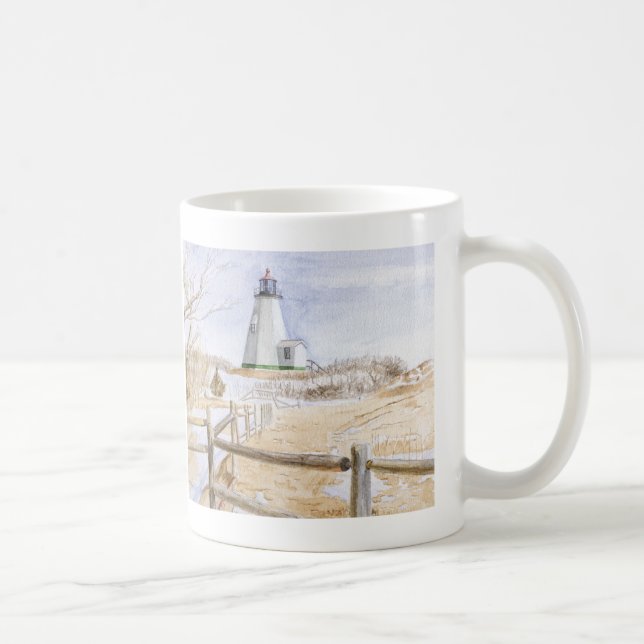 Plymought Lighthouse Watercolor Coffee Mug (Right)