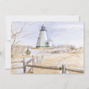 Plymought Lighthouse Watercolor Invitation