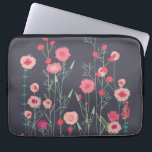 Plymouth Flowers Dark Boho Floral Painting Laptop Sleeve<br><div class="desc">Modern Bohemian botancial art.
Pretty boho loose pink floral painting on a dark grey background.
Perfect for your favourite gardener.</div>