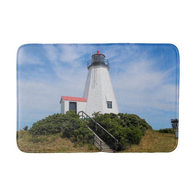 Plymouth Lighthouse, Massachusetts Large Bath Mat (Front)