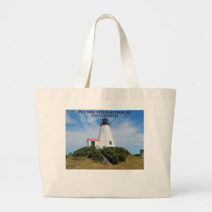 Plymouth Lighthouse, "the Gurnet" Massachusetts Large Tote Bag